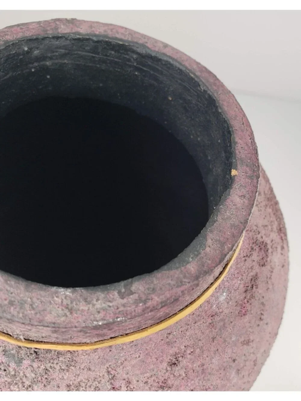 Raku Style Large Vase Rough Spackled Texture Leather Strap